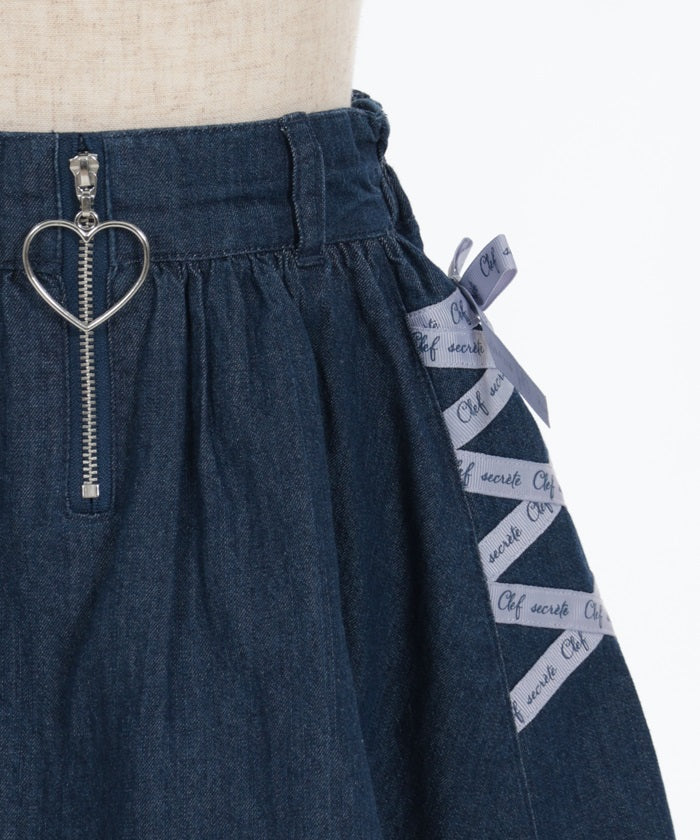 Lace-Up Denim Skort