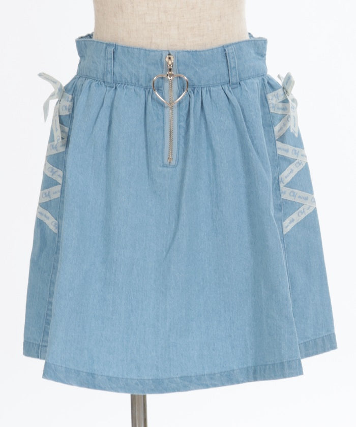 Lace-Up Denim Skort