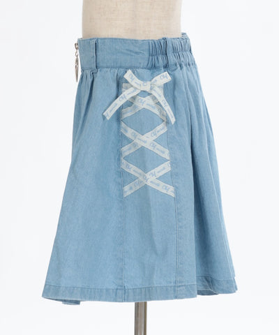 Lace-Up Denim Skort