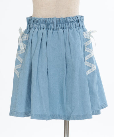 Lace-Up Denim Skort