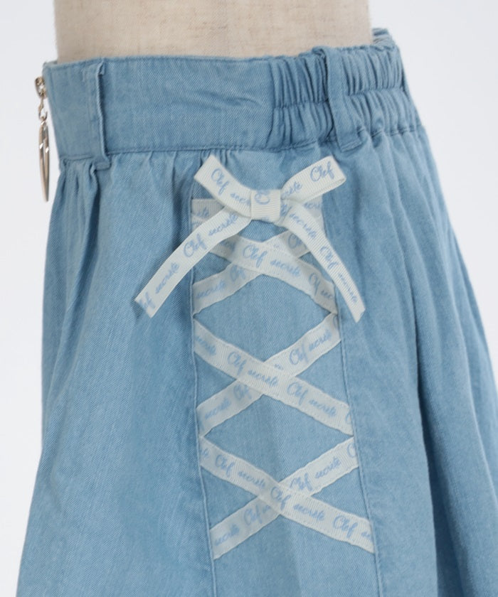 Lace-Up Denim Skort