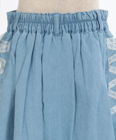 Lace-Up Denim Skort