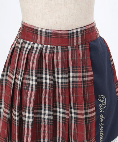 Lamé Embroidery Color Scheme Plaid Skort