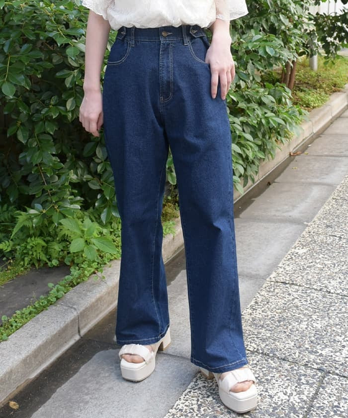 Denim Pants with Adjustment Buttons