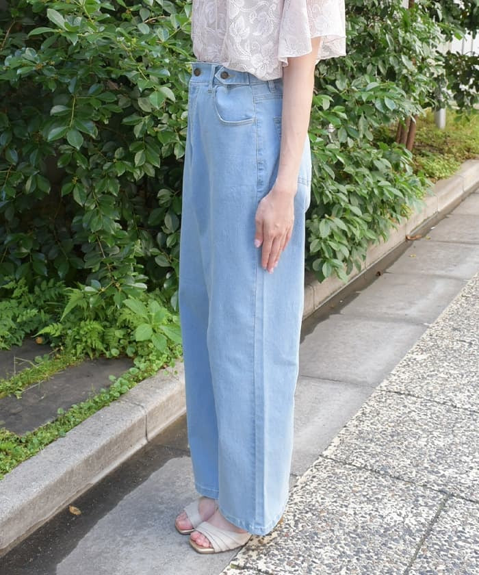 Denim Pants with Adjustment Buttons