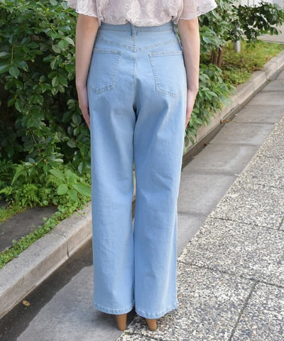 Denim Pants with Adjustment Buttons