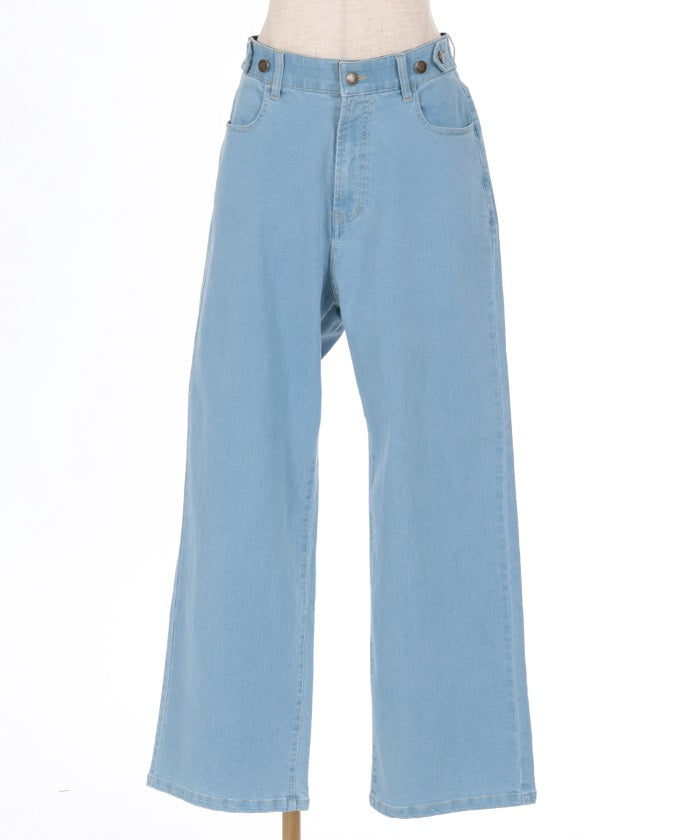 Denim Pants with Adjustment Buttons