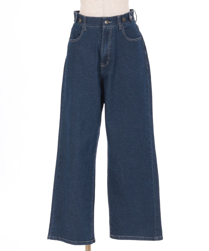 Denim Pants with Adjustment Buttons