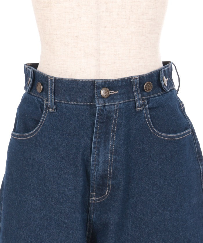 Denim Pants with Adjustment Buttons