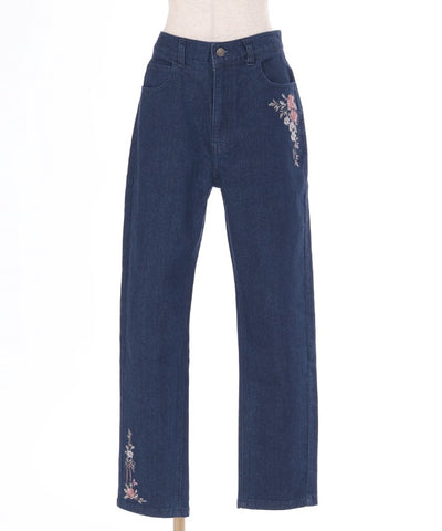 Embroidery Denim Pants