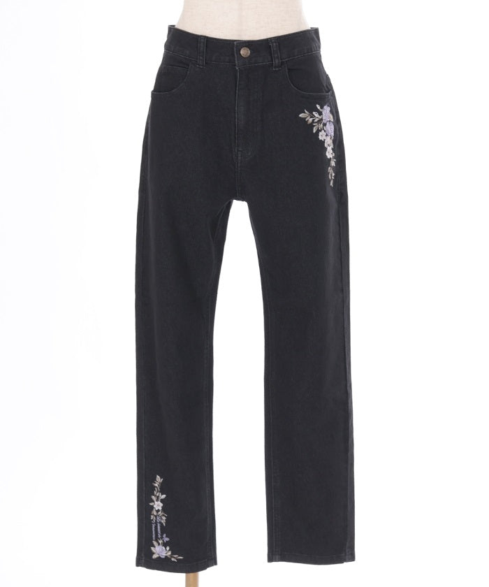 Embroidery Denim Pants