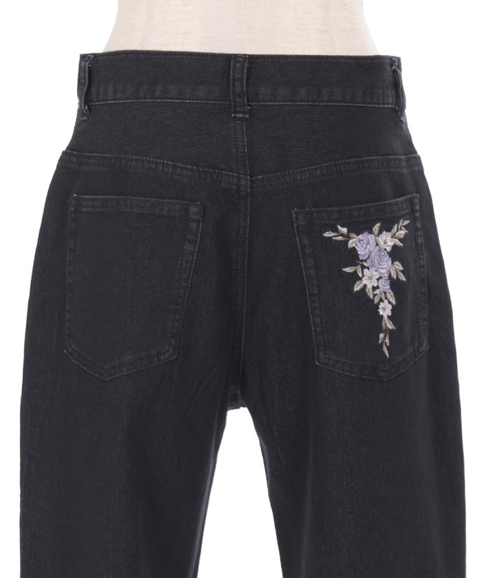 Embroidery Denim Pants