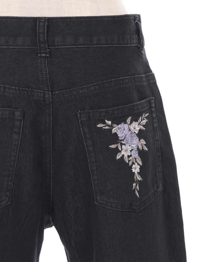 Embroidery Denim Pants