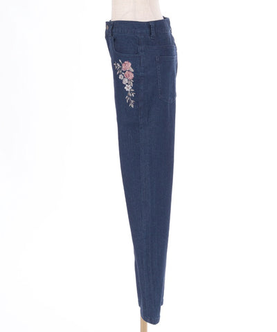 Embroidery Denim Pants