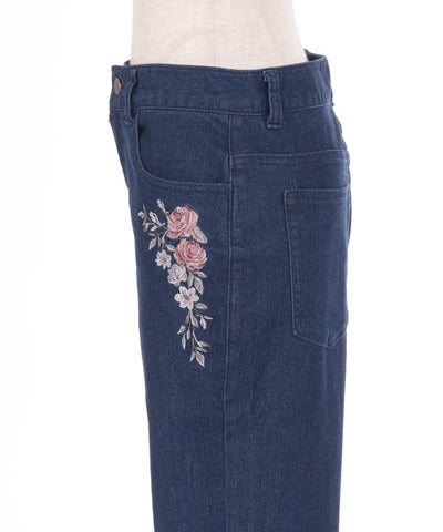 Embroidery Denim Pants