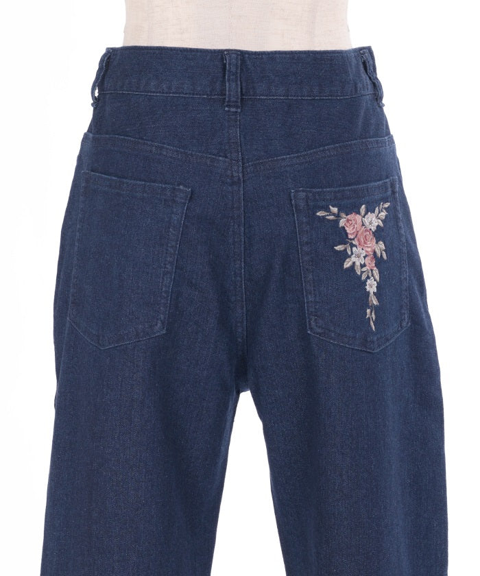 Embroidery Denim Pants