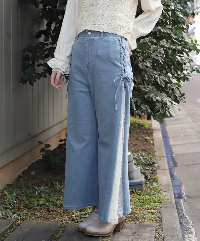 Side Lace & Ribbon Pants – axes femme from JAPAN