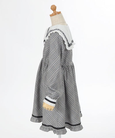 Plaid & Music Pattern Sailor Dress