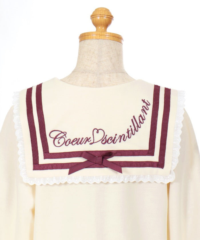 Logo Embroidery Sailor Collar Blouson