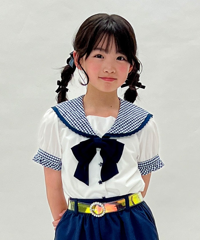 Gingham Check Sailor Blouse