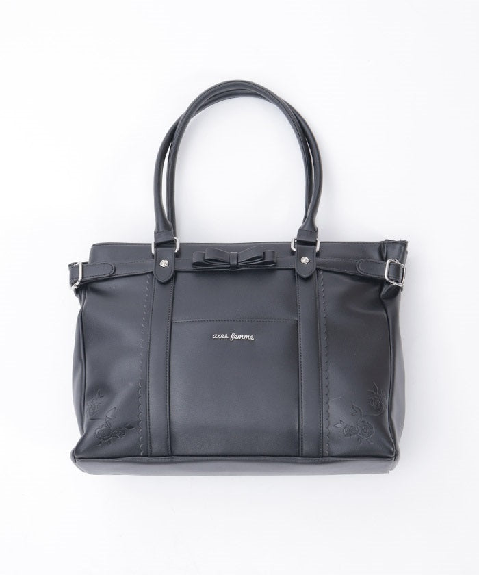 Rose Emboss Ribbon A4 Tote – axes femme from JAPAN
