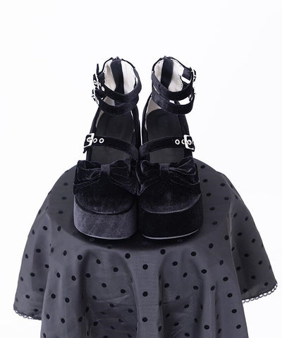 Velour Ribbon Pumps