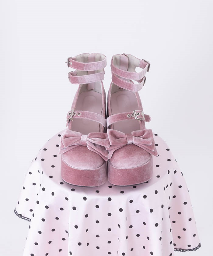 Velour Ribbon Pumps