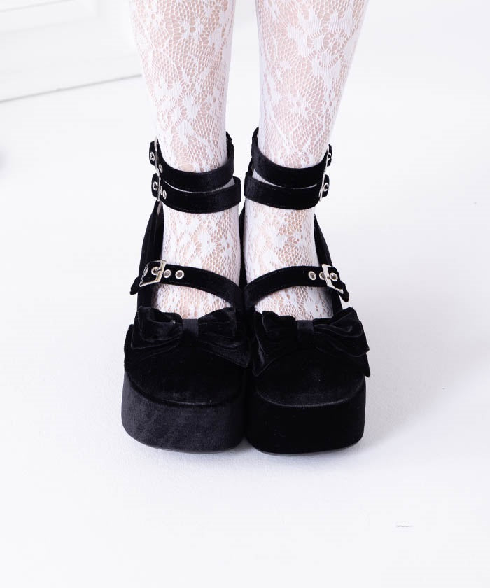 Velour Ribbon Pumps