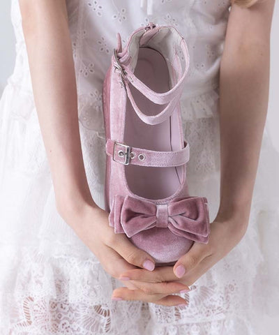 Velour Ribbon Pumps