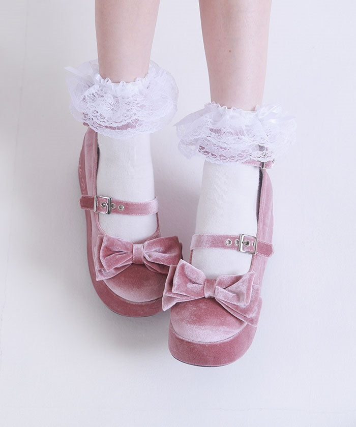 Velour Ribbon Pumps