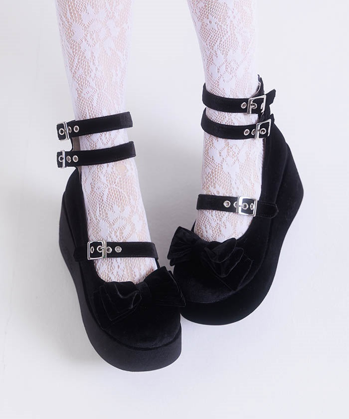 Velour Ribbon Pumps