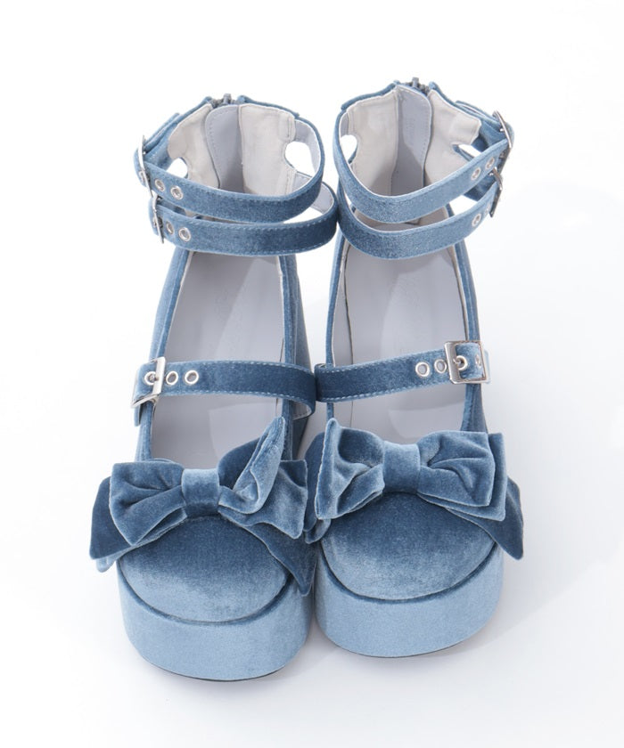 Velour Ribbon Pumps