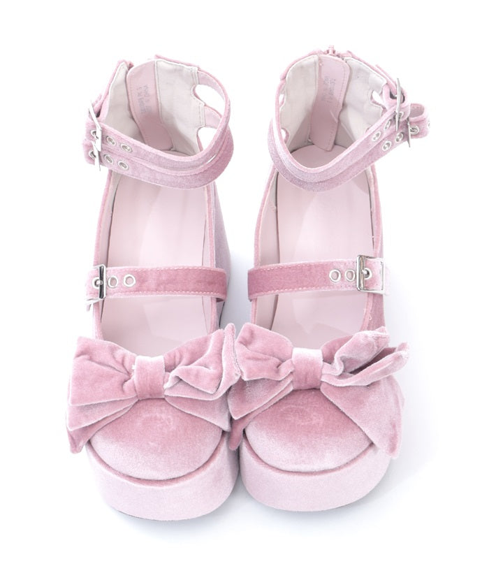 Velour Ribbon Pumps