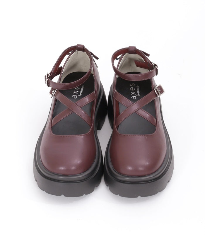 Platform Cross Strap Shoes – axes femme from JAPAN