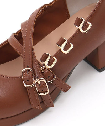 Triple Strap Bulb Toe Pumps (Time-limited Price)