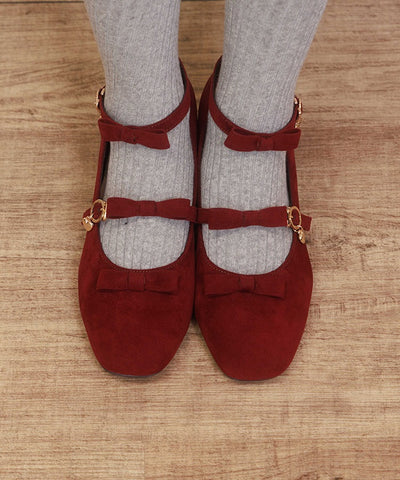Square Toe Row Ribbons Pumps