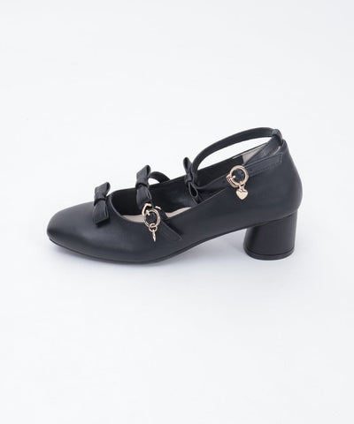 Square Toe Row Ribbons Pumps