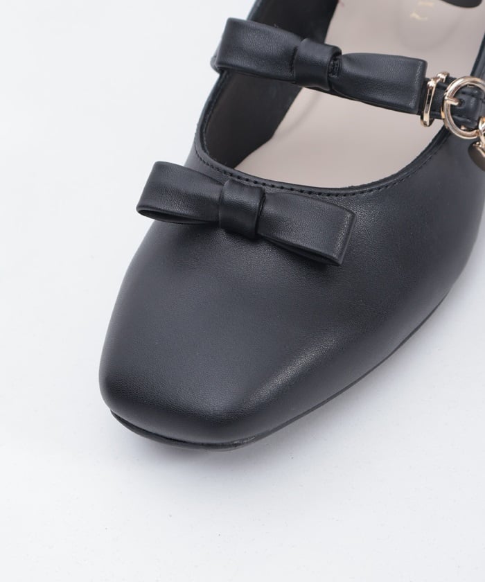 Square Toe Row Ribbons Pumps