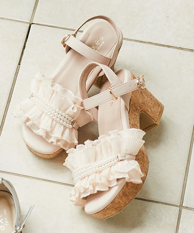 Pleated Frill Sandals