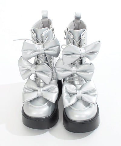 Fickle Bebe Ribbon Lace-Up Boots (Time-limited Price)