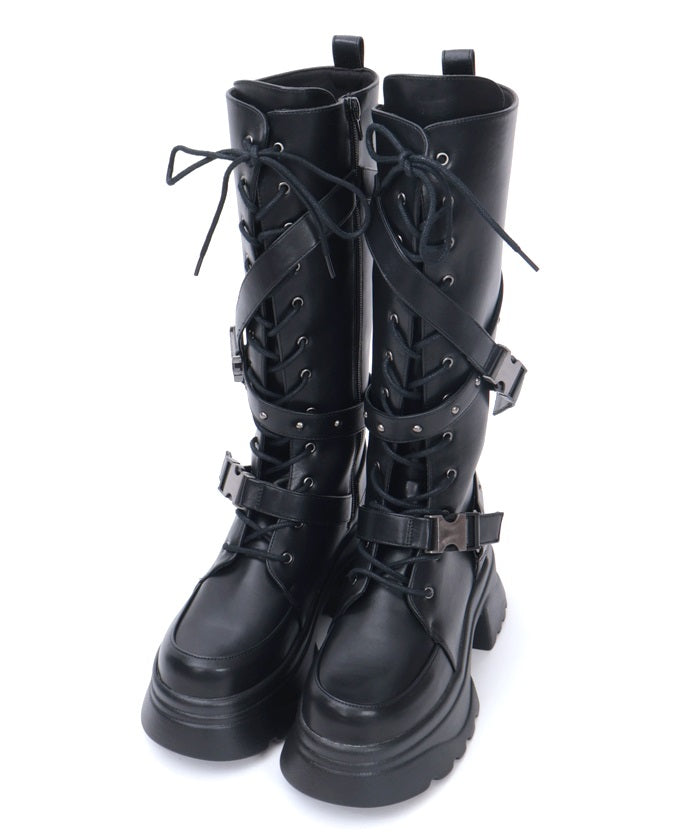 Snap Buckle Belt Long Boots