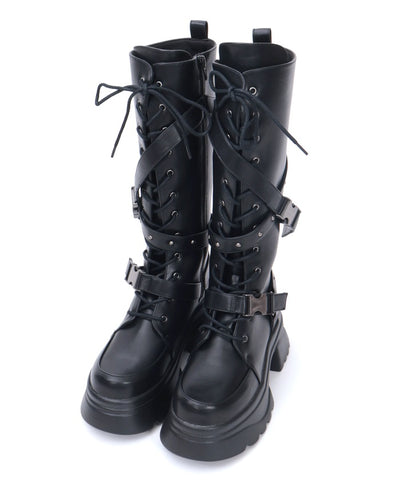 Snap Buckle Belt Long Boots