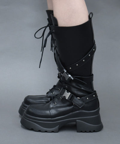 Snap Buckle Belt Long Boots