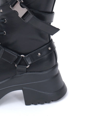 Snap Buckle Belt Long Boots