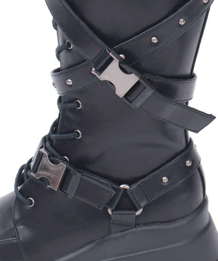 Snap Buckle Belt Long Boots