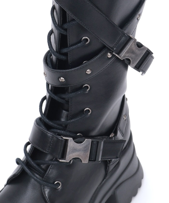 Snap Buckle Belt Long Boots