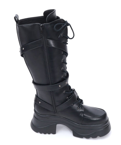 Snap Buckle Belt Long Boots