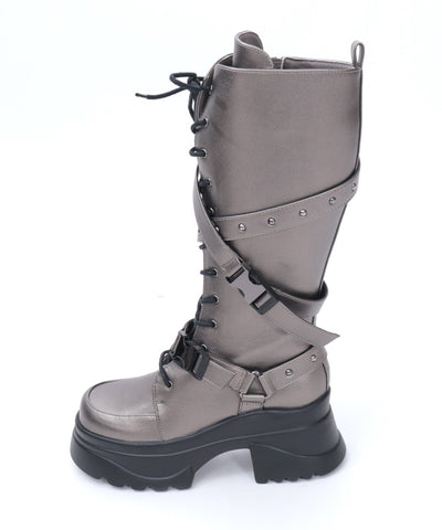Snap Buckle Belt Long Boots