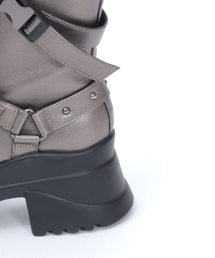 Snap Buckle Belt Long Boots