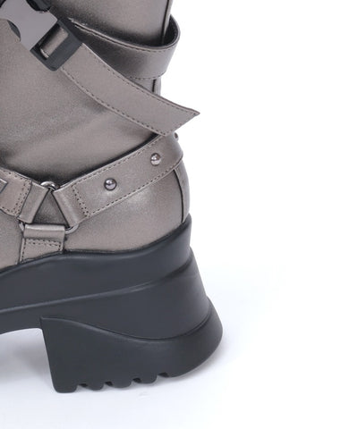 Snap Buckle Belt Long Boots